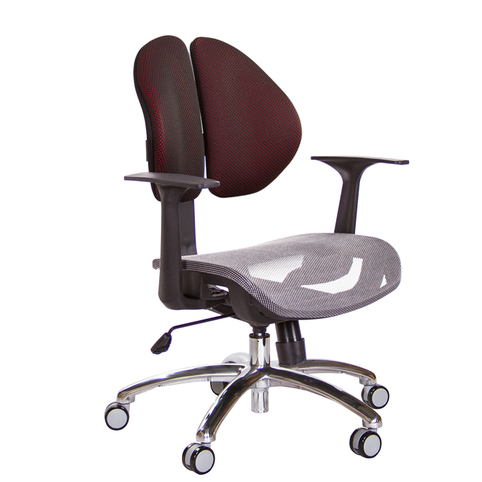 GXG 短背網座 雙背椅 (鋁合金腳/固定扶手) 型號2997 LU