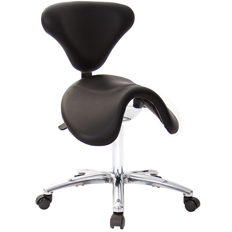 GXG 大馬鞍 工作椅加椅背/ 可前傾(寬鋁腳+防刮輪) 型號81T6 LU1X
