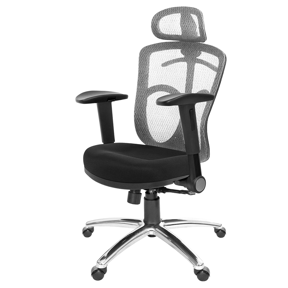 GXG 高背半網 電腦椅  (鋁腳/摺疊滑面手) 型號096 LUA1J