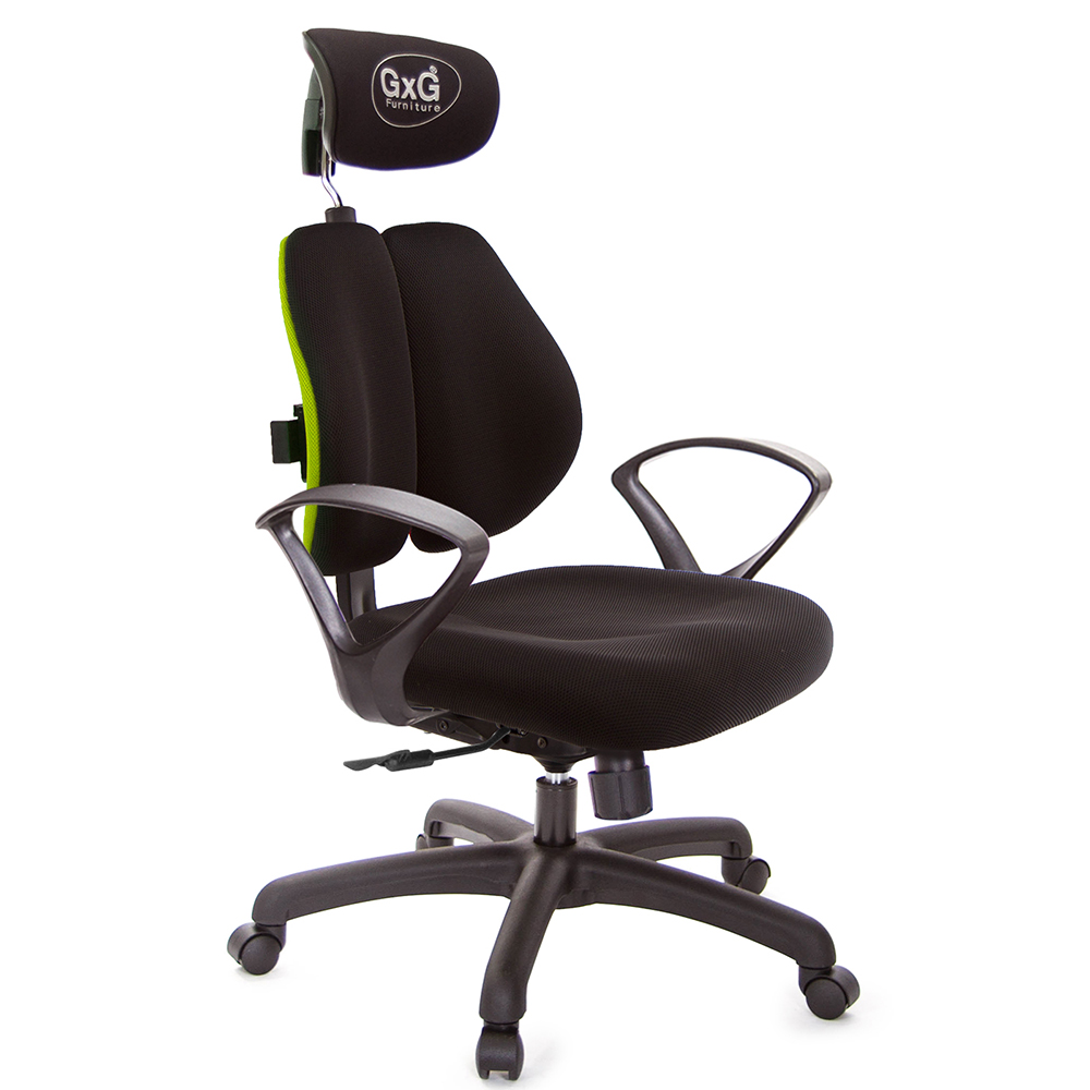 GXG 雙軸枕 雙背電腦椅(D字扶手)  型號2604 EA4