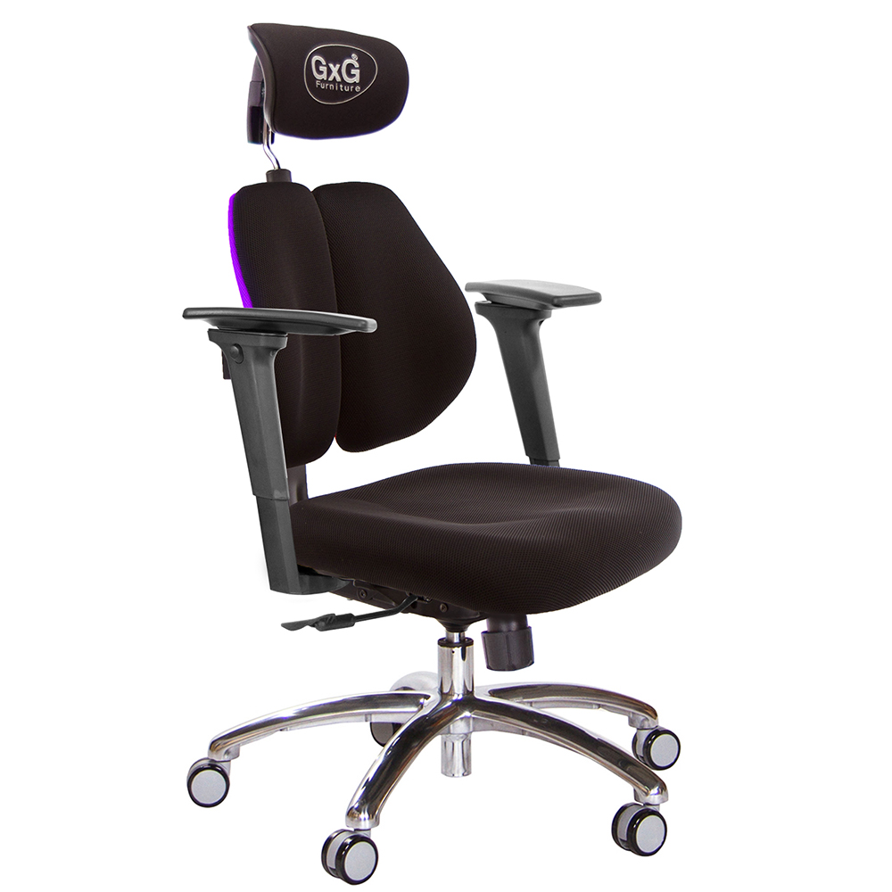 GXG 雙軸枕 雙背電腦椅(鋁腳/3D手遊休閒扶手)  型號2604 LUA9M