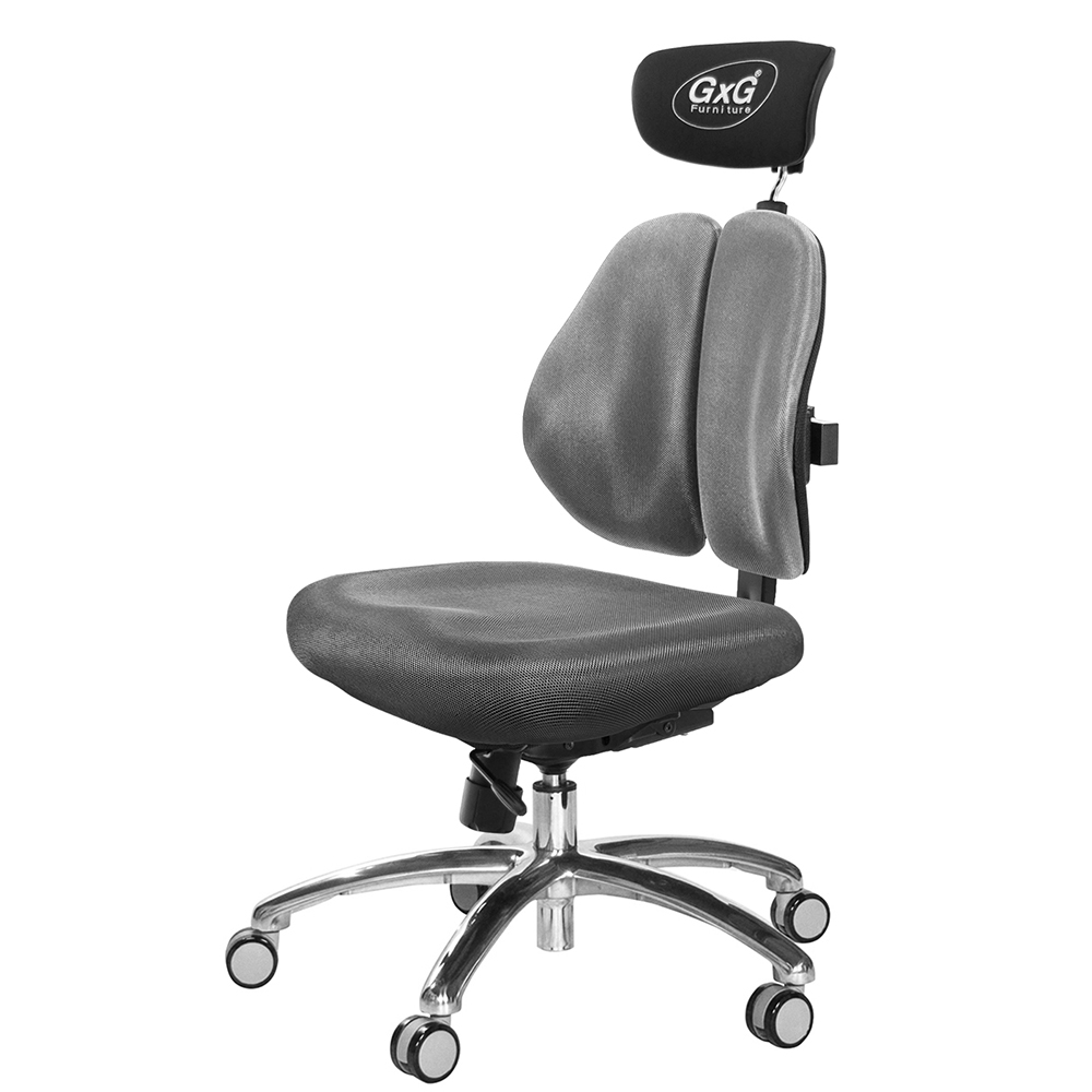 GXG 雙軸枕 雙背工學椅(鋁腳/無扶手)  型號2606 LUANH