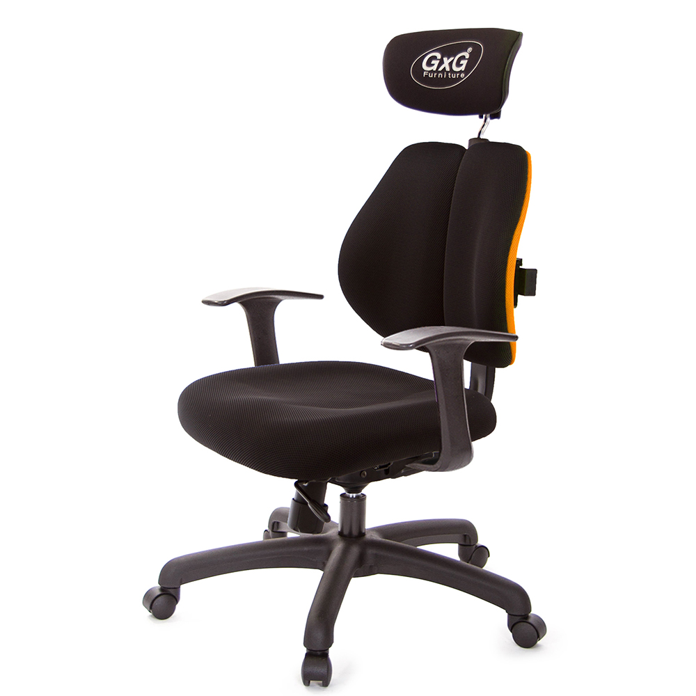 GXG 雙軸枕 雙背工學椅(T字扶手)  型號2606 EA