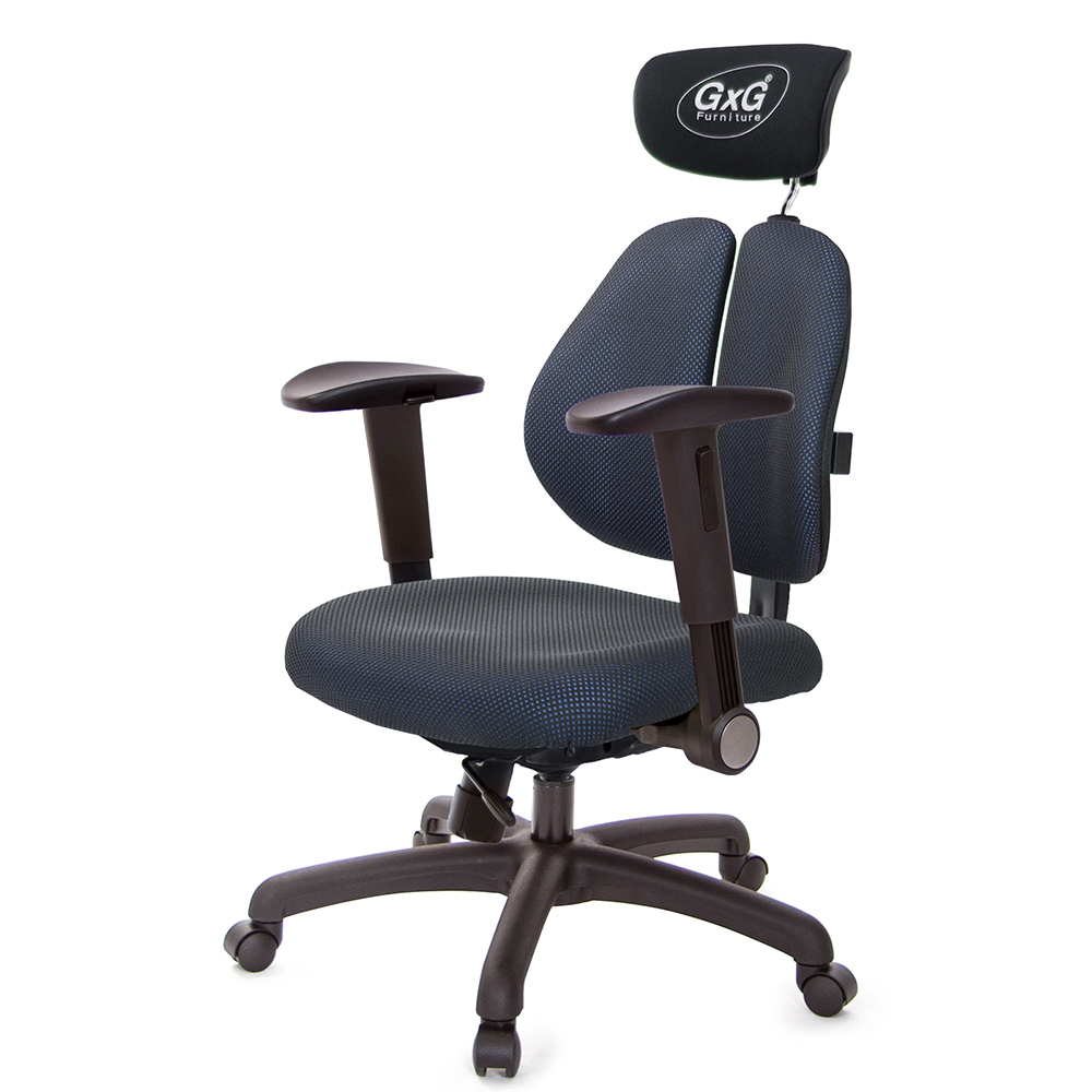 GXG 雙軸枕 雙背工學椅(摺疊滑面扶手)  型號2606 EA1J