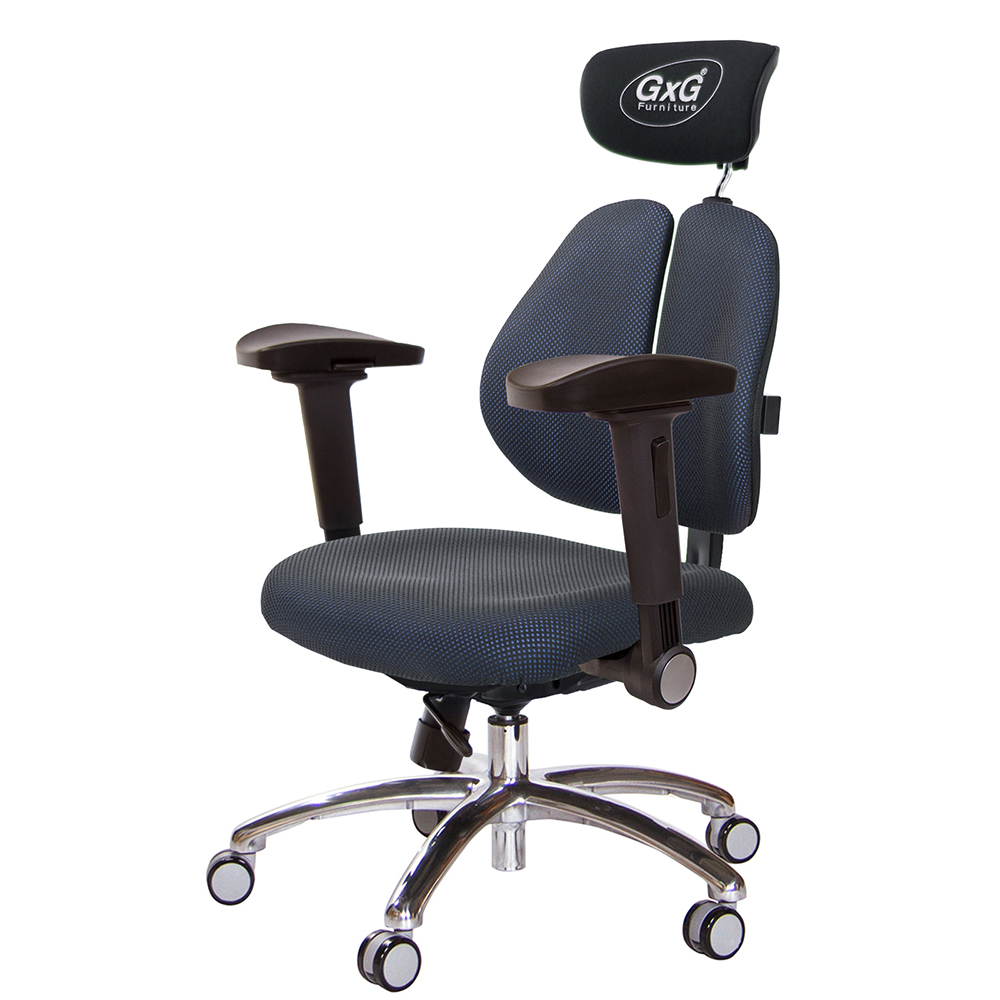 GXG 雙軸枕 雙背工學椅(鋁腳/4D弧面摺疊手)  型號2606 LUA1D