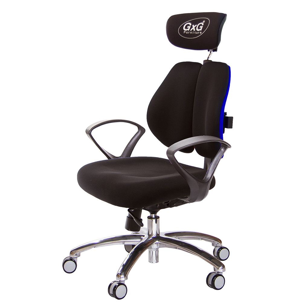 GXG 雙軸枕 雙背工學椅(鋁腳/D字扶手)  型號2606 LUA4