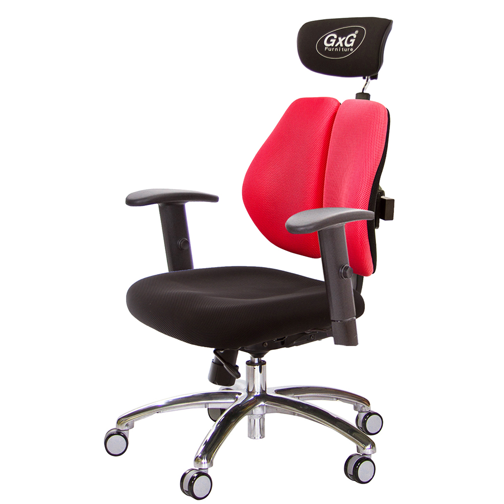 GXG 雙軸枕 雙背工學椅(鋁腳/SO金屬扶手)  型號2606 LUA5