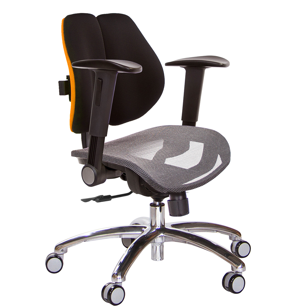 GXG 低雙背網座 電腦椅(鋁腳/摺疊升降扶手)  型號2803 LU1