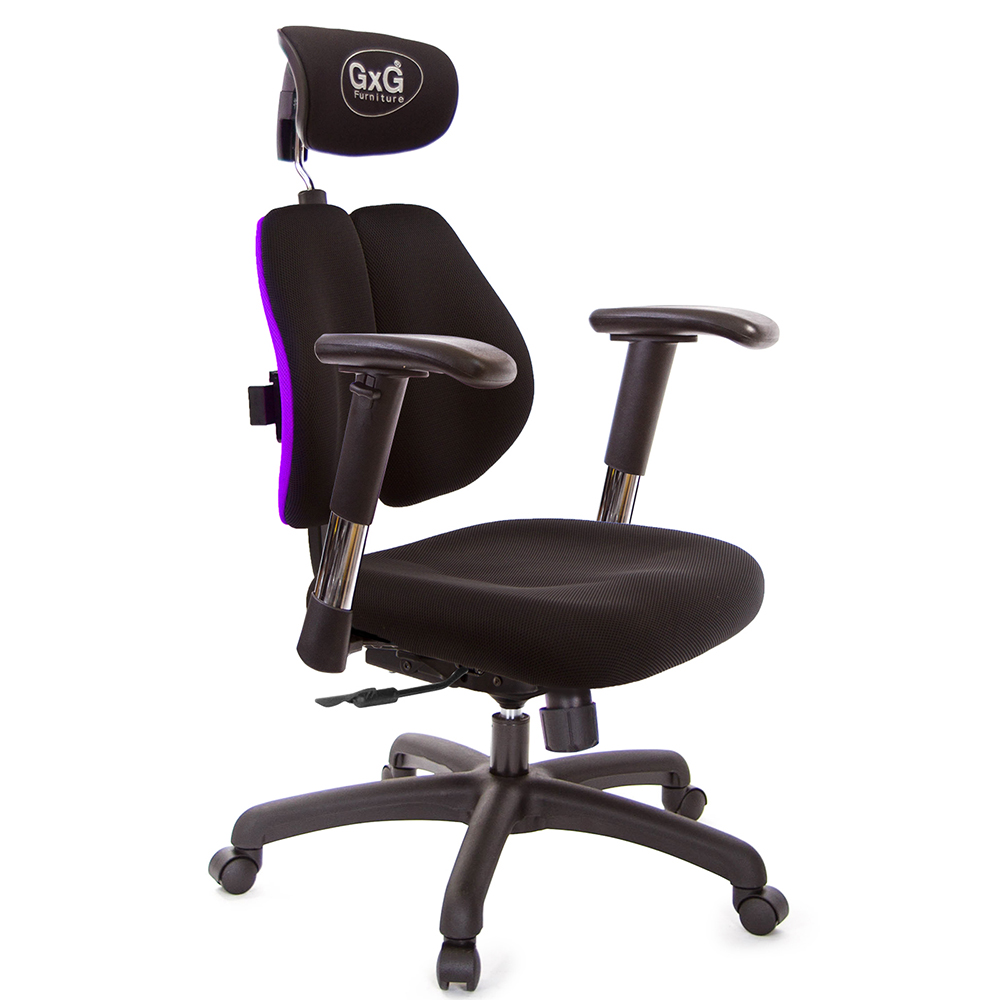 GXG 雙軸枕 雙背電腦椅(2D滑面金屬扶手)  型號2604 EA6