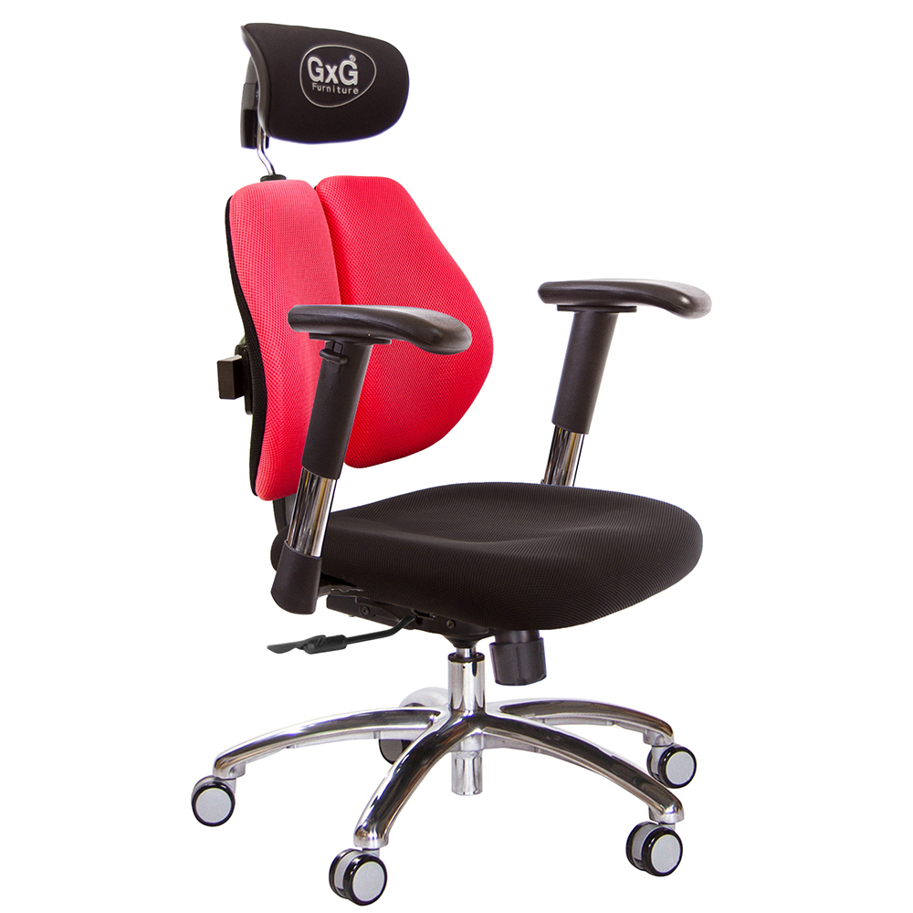 GXG 雙軸枕 雙背電腦椅(鋁腳/2D滑面金屬扶手)  型號2604 LUA6