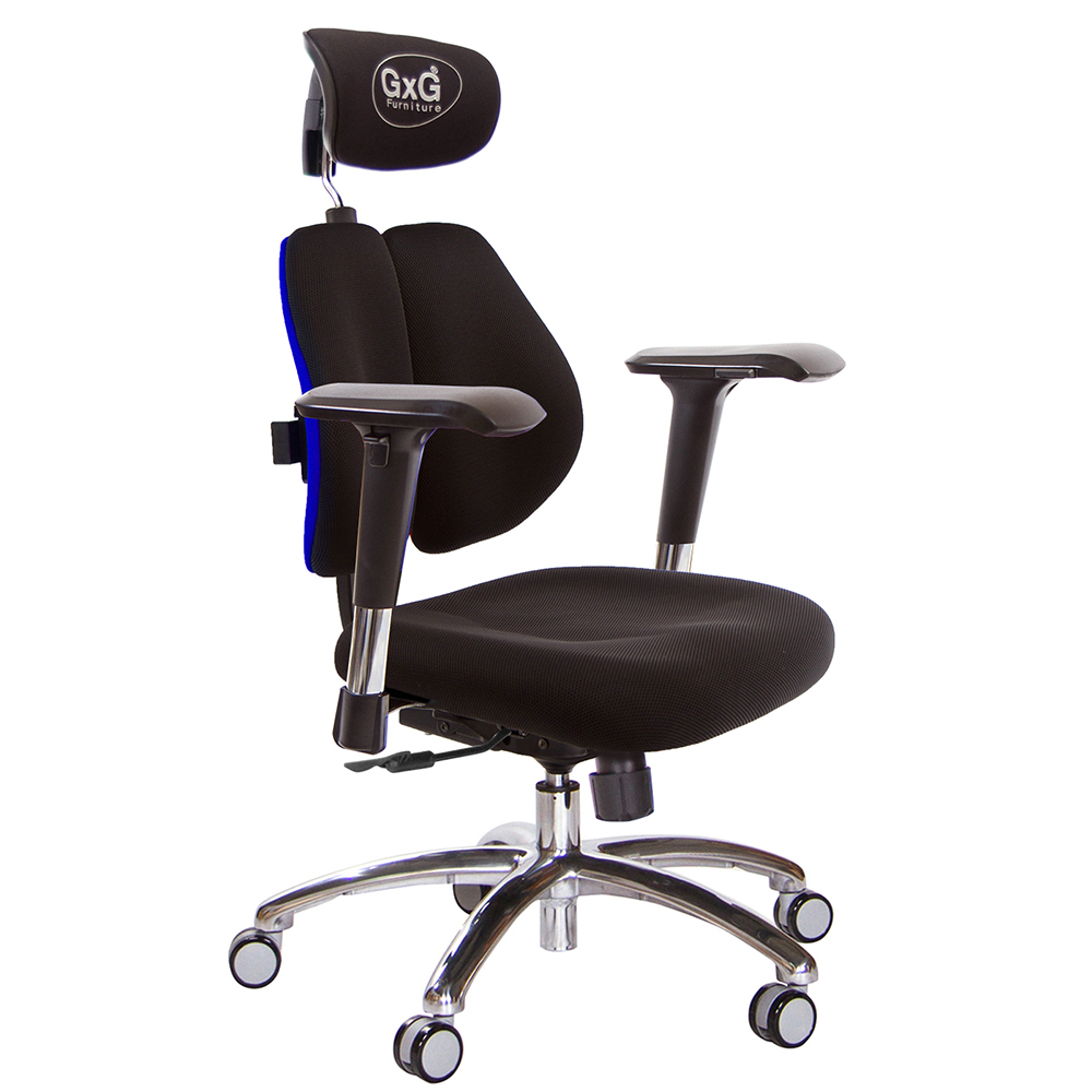 GXG 雙軸枕 雙背電腦椅(鋁腳/4D金屬扶手)  型號2604 LUA7