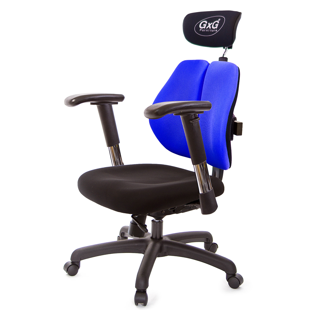 GXG 雙軸枕 雙背工學椅(2D滑面金屬扶手)  型號2606 EA6