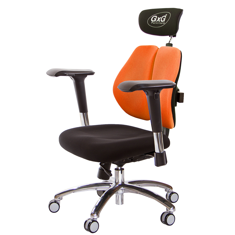GXG 雙軸枕 雙背工學椅(鋁腳/4D金屬扶手)  型號2606 LUA7