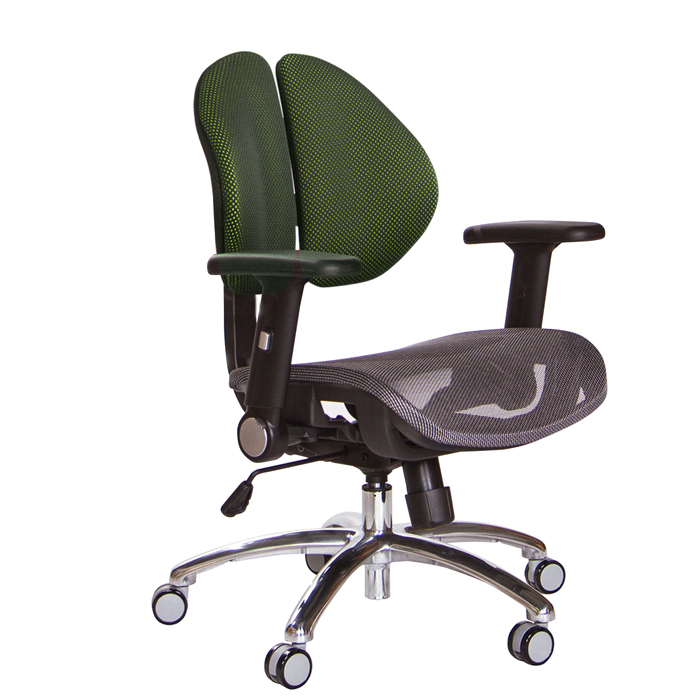 GXG 短背網座 雙背椅 (鋁合金腳/摺疊扶手) 型號2997 LU1