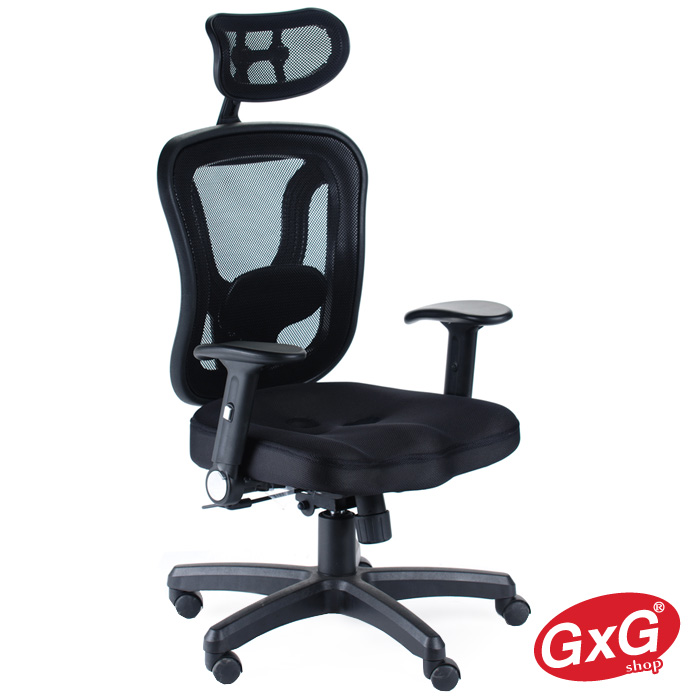 GXG 高背半網 電腦椅 (摺疊手/黑色) 型號005 EA1