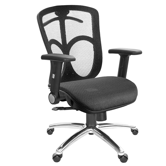 GXG 短背全網 電腦椅 (摺疊扶手/鋁腳) 型號091 LU1