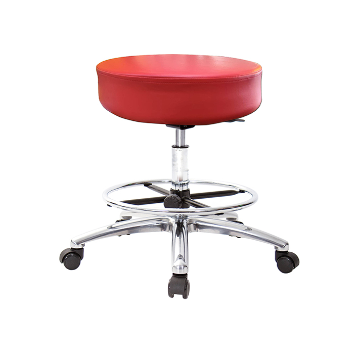 GXG 圓凳款 工作椅 (寬鋁腳+踏圈+防刮輪) 型號T01LU1XK