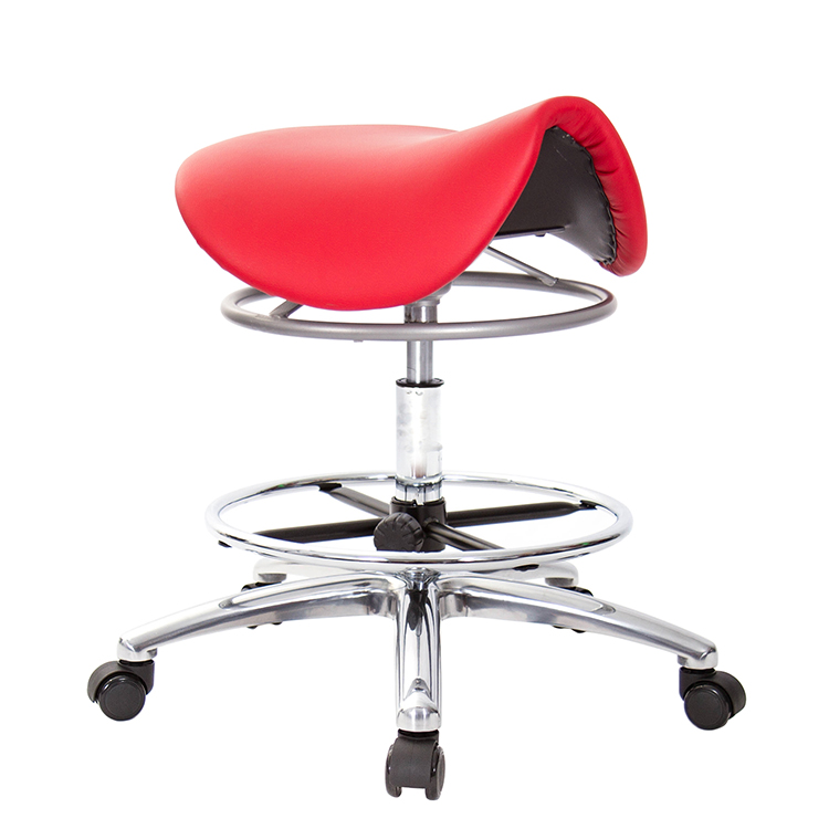 GXG 馬鞍型 工作椅 (寬鋁腳+電金踏圈) 拉環升降款 型號T04 LU1XK 