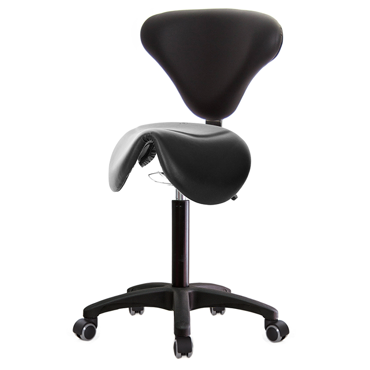 GXG 立體泡棉 小馬鞍加椅背 工作椅(塑膠腳/防刮輪)  型號81T8 EX