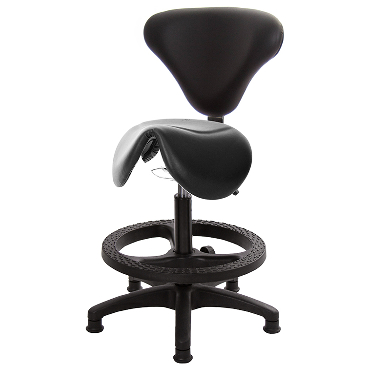 GXG 立體泡棉 小馬鞍加椅背 工作椅 (塑膠腳+踏圈)  型號81T8 EK