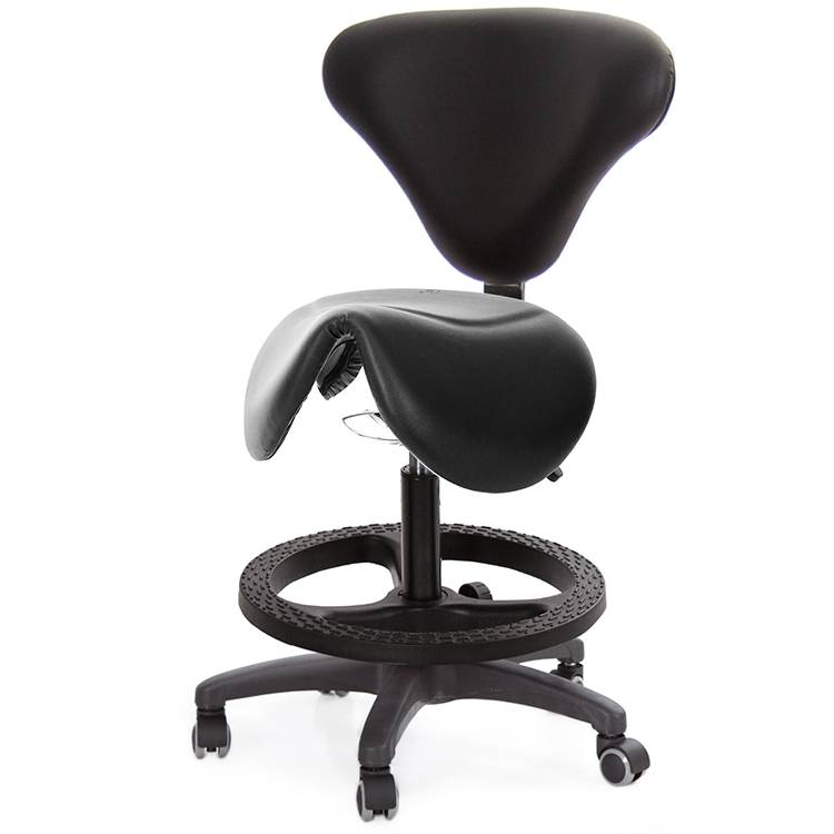 GXG 立體泡棉 小馬鞍加椅背 工作椅 (塑膠踏圈/防刮輪) 型號81T8 EXK