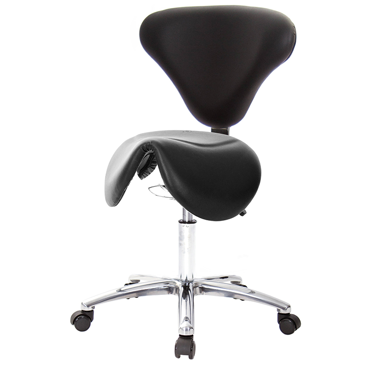 GXG 立體泡棉 小馬鞍加椅背 工作椅 (寬鋁腳+防刮輪) 型號81T8 LU1X