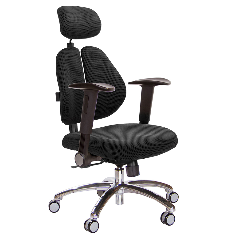 GXG 雙背涼感 電腦椅 (鋁腳/摺疊升降扶手)  型號2995 LUA1