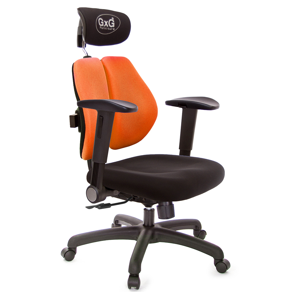 GXG 雙軸枕 雙背電腦椅(摺疊滑面扶手)  型號2604 EA1J