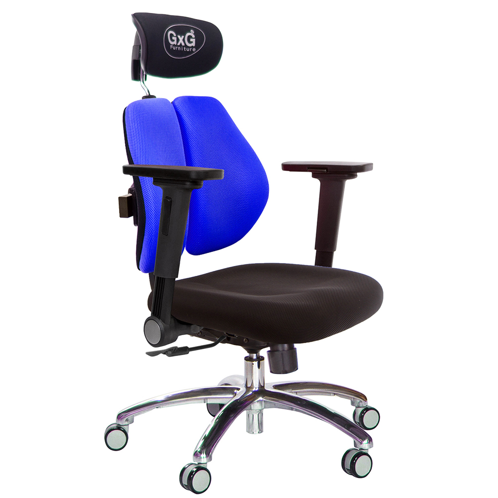 GXG 雙軸枕 雙背電腦椅(鋁腳/4D平面摺疊手)  型號2604 LUA1H