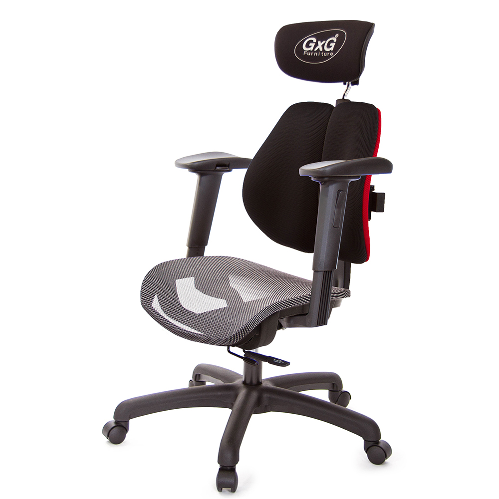 GXG 雙軸枕 雙背工學椅(2D手遊休閒扶手) 中灰網座 型號2706 EA2JM