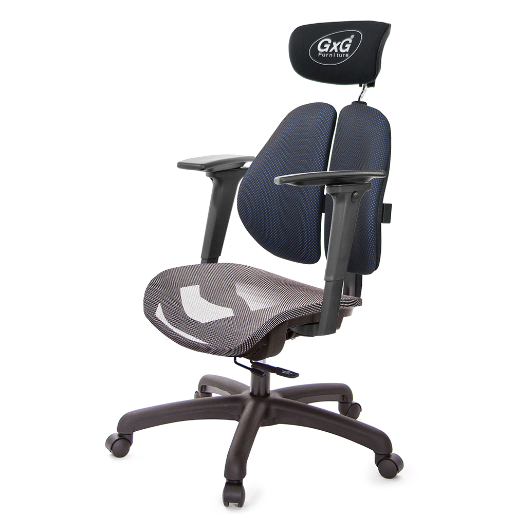 GXG 雙軸枕 雙背工學椅(3D手遊休閒扶手) 中灰網座 型號2706 EA9M