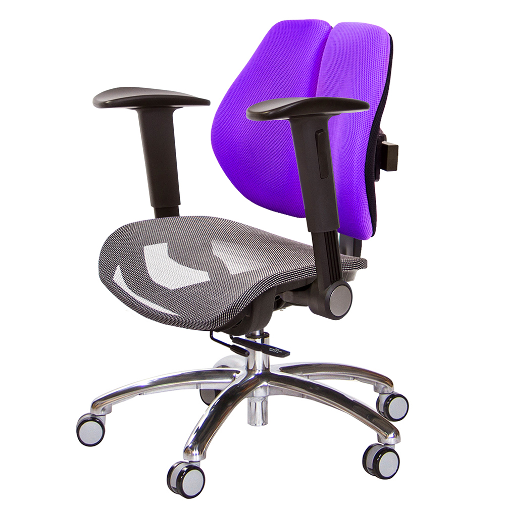 GXG 低雙背網座 工學椅(鋁腳/摺疊升降扶手)  型號2805 LU1