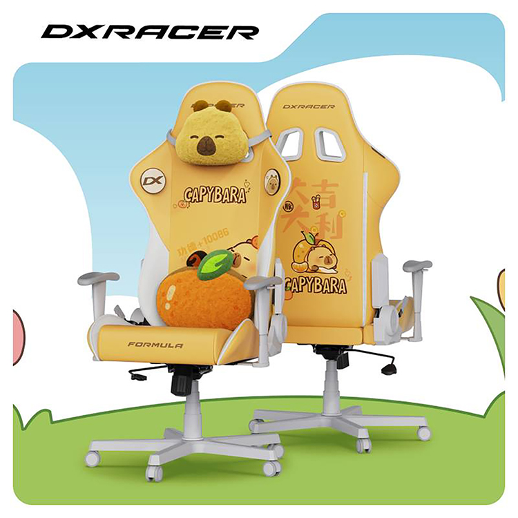 DXRACER 卡皮巴拉小黃豚 電競賽車椅(2D扶手/小型皮面)