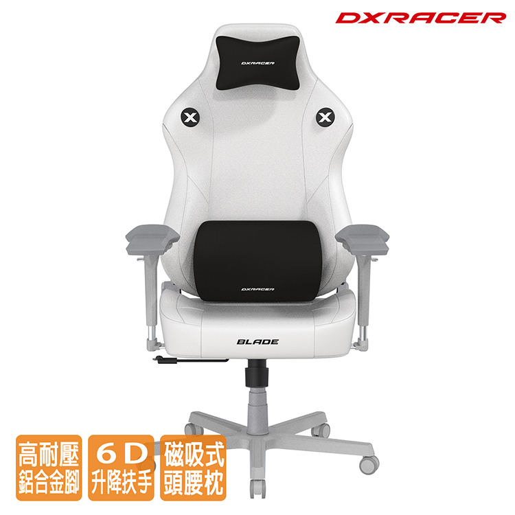 DXRACER 電競賽車椅 利刃 (6D扶手/皮面白色)