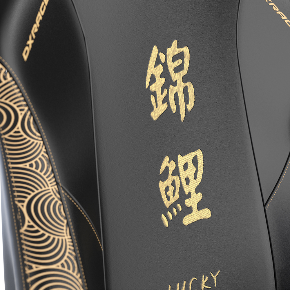 Dxracer 飄移 電競賽車椅 電繡錦鯉(皮面/黑金) DXDF007